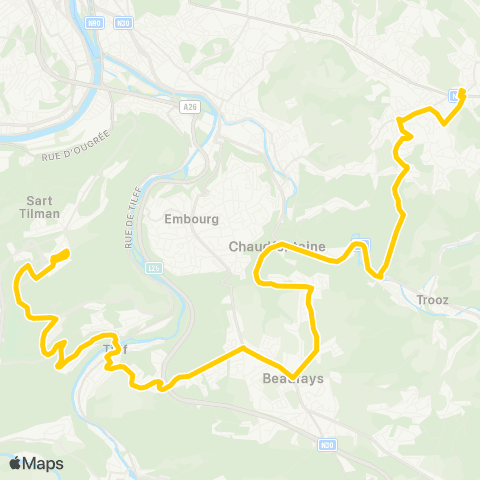 TEC Fléron-Chaudfontaine-Beaufays-Tilff-Sart-Tilman map