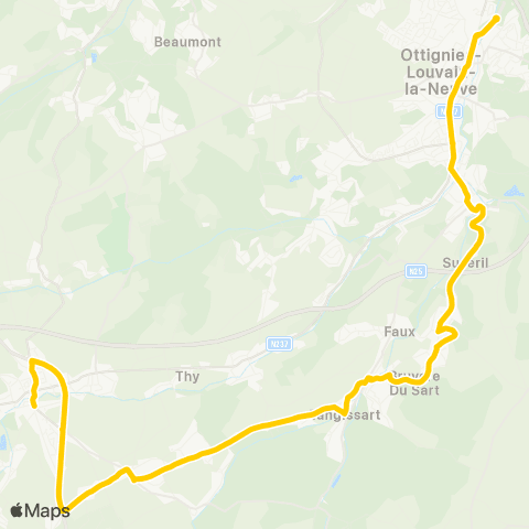 TEC Genappe - Tangissart - Ottignies map