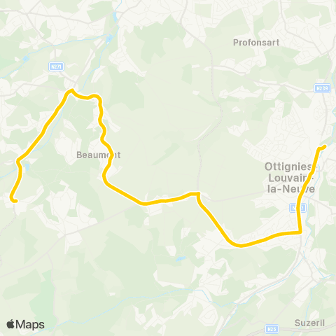 TEC Lasne - Céroux-Mousty - Ottignies map