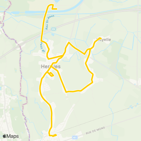 TEC Quiévrain - Hensies map