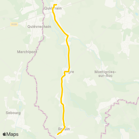 TEC Quiévrain - Roisin map