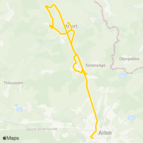 TEC Arlon - Schockville - Attert map