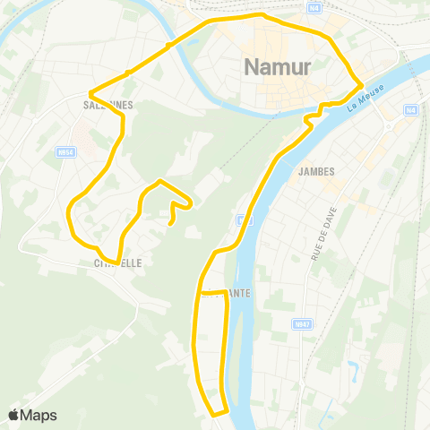 TEC Namur (la Plante) - Namur (Citadelle) map
