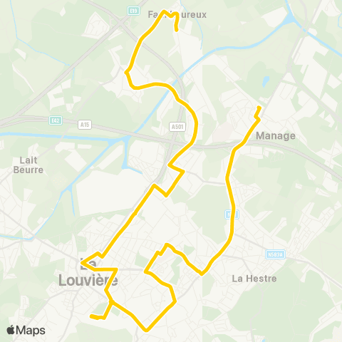 TEC Manage - la Louvière - Besonrieux - Familleureux map