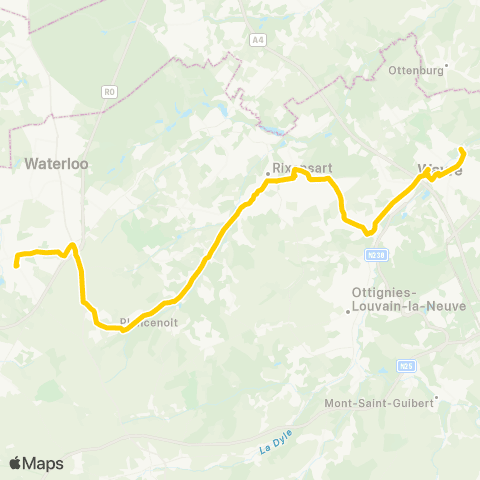 TEC Braine-l'Alleud - Wavre map