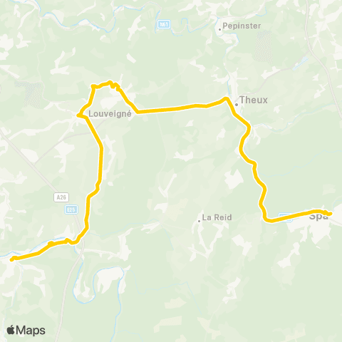 TEC Aywaille - Banneux - Theux - Spa map