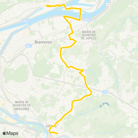 TEC Coronmeuse - Jupille - Chênée map