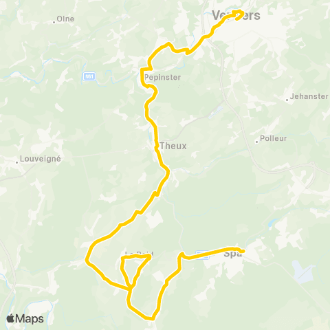 TEC Verviers - Theux - Spa map