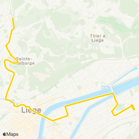 TEC Bressoux - Bavière - St-Lambert - P+R Vottem map