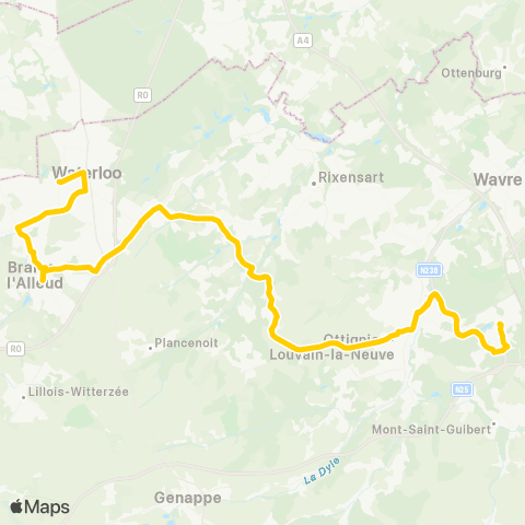 TEC Waterloo - Braine-l'Alleud - Ottignies - Lln map