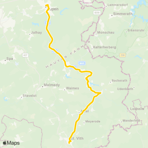 TEC Eupen - Büllingen - St.Vith map