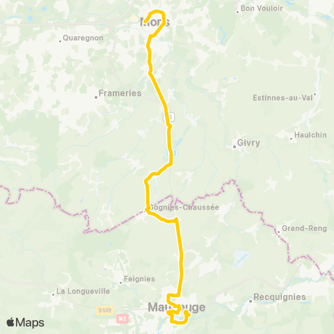 TEC Mons - Maubeuge map
