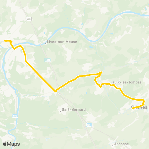TEC Namur - Faulx - Gesves map
