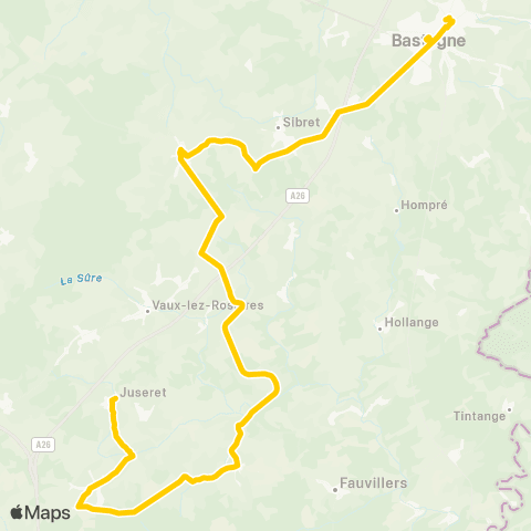 TEC Juseret - Traimont - Sibret - Bastogne map