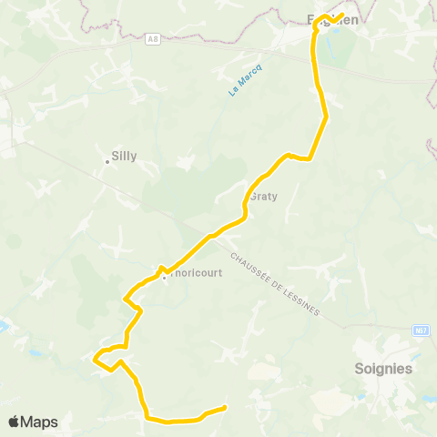 TEC Enghien / Edingen - Neufvilles map