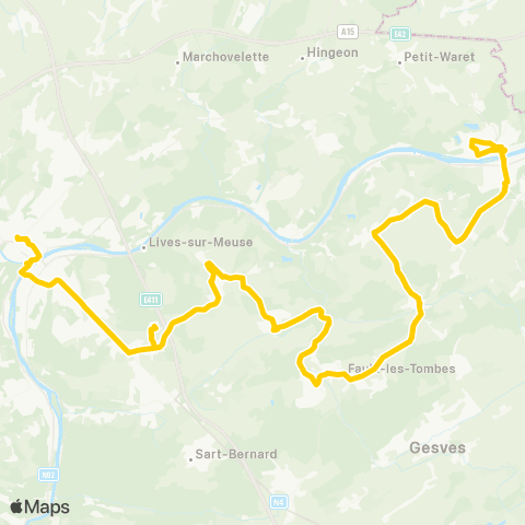 TEC Namur - Faulx - Andenne (Seilles) map