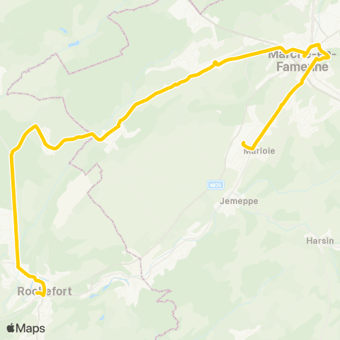 TEC Aye - Jemelle - Nassogne map