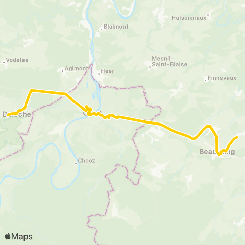 TEC Beauraing - Givet - Doische map