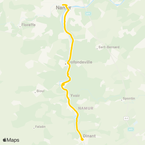 TEC Namur - Mont / Dinant map