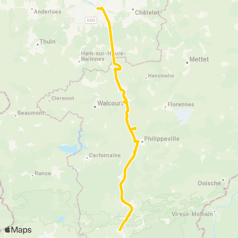 TEC Charleroi - Philippeville - Couvin map