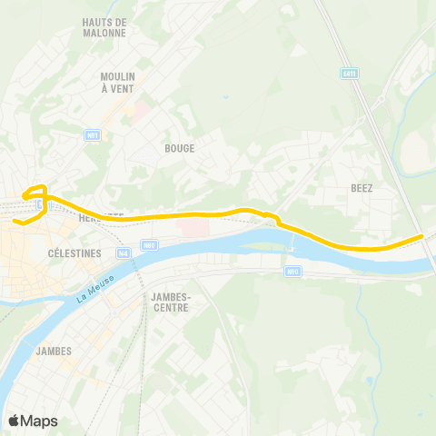 TEC Namur - Herbatte - Beez map