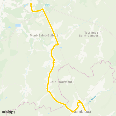TEC Gembloux - Chastre - Louvain-la-Neuve map