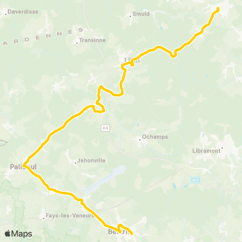TEC Bertrix - Paliseul - Saint-Hubert map