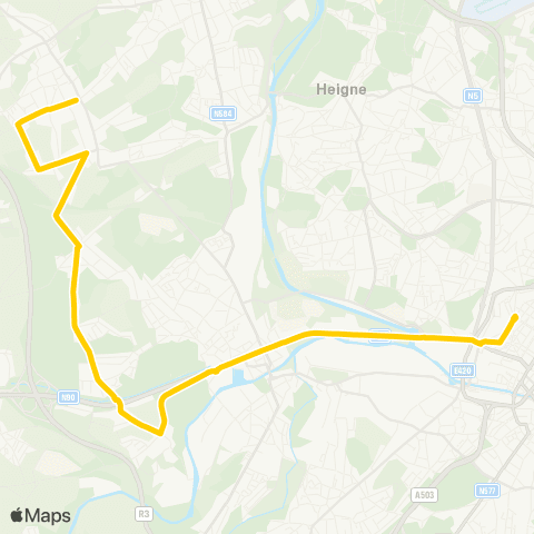 TEC Souvret (Forrière) - Charleroi (Palais) map