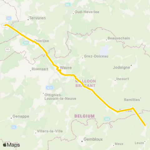 TEC Bruxelles / Brussel - Wavre - Eghezée map