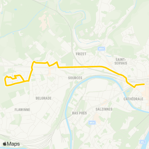 TEC Namur (Gare) - Belgrade (Renforcement) map