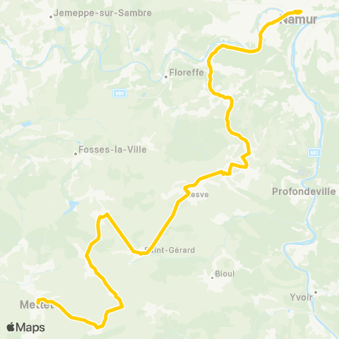 TEC Namur - Mettet map