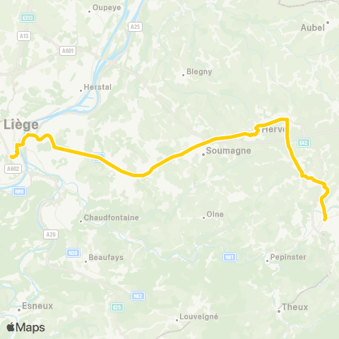 TEC Liège - Fléron - Herve - Battice - Verviers map