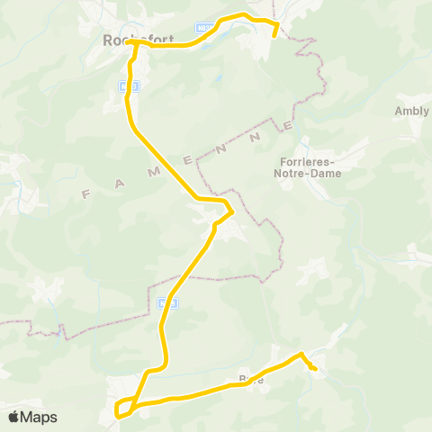 TEC Rochefort - Tellin - Grupont - Mirwart map