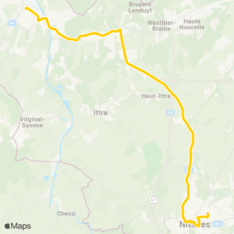 TEC Tubize - Braine-le Château - Nivelles map