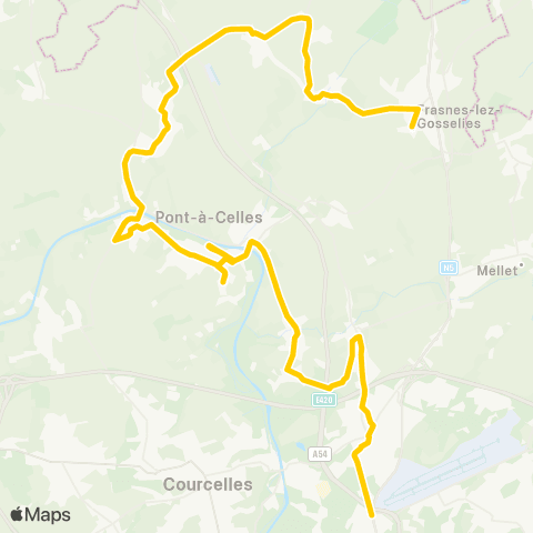 TEC Gosselies - Pont-À-Celles - Obaix - Buzet - Rêves map