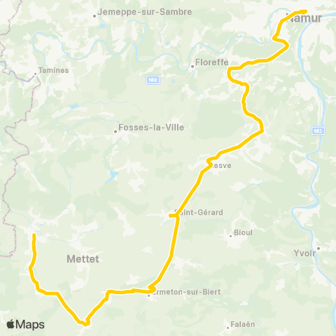 TEC Namur - Biesme map