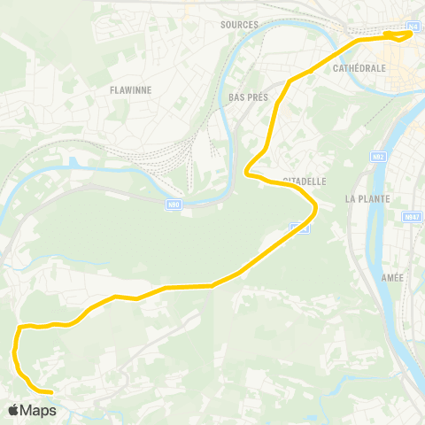 TEC Namur - la Navinne - Malonne (Malpas) map
