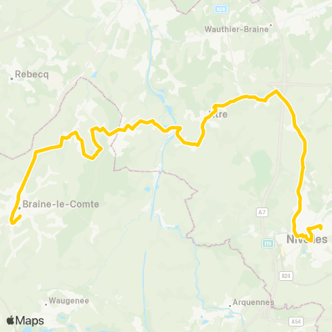 TEC Braine-le-Comté - B.S.I. - Braine-l'Alleud / Nivelles map