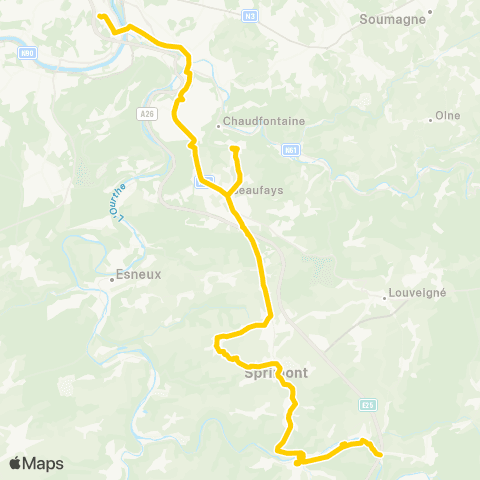 TEC Liège - Aywaille - Remouchamps map