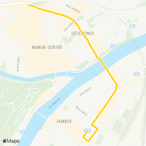 TEC Namur (Gare) - Jambes (Pl. de la Wallonie) map