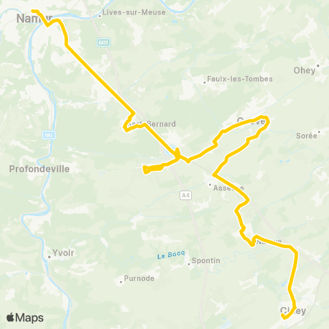 TEC Namur - Gesves - Ciney map