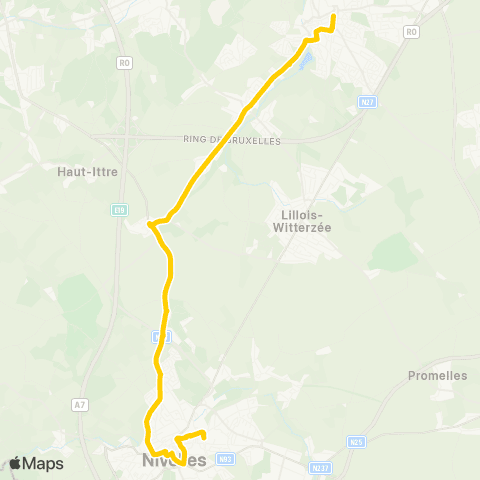 TEC Nivelles - Braine-l'Alleud map