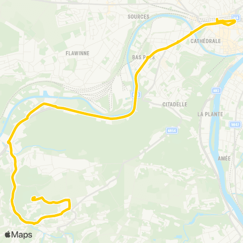 TEC Namur - Bauce - Malonne (Malpas) map