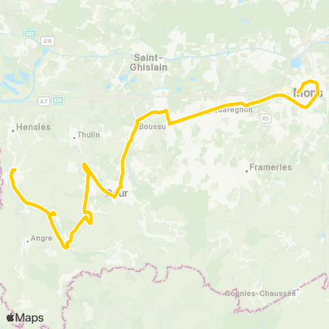 TEC Mons - Quiévrain map
