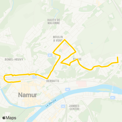 TEC Namur (Gare) - Bouge (Sainte-Rita) map