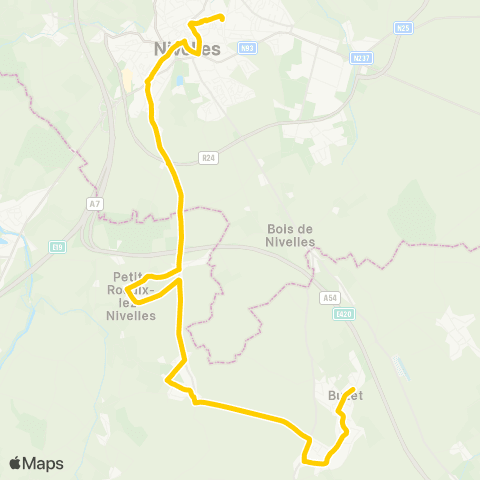 TEC Nivelles - Rosseignies - Buzet map