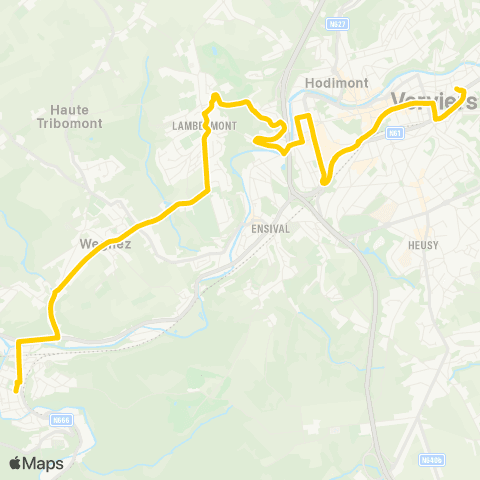 TEC Verviers - Lambermont - Wegnez - Pepinster map