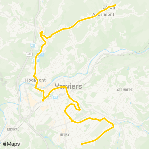 TEC Ningloheid - Thiervaux - Pl. Verte - Andrimont map