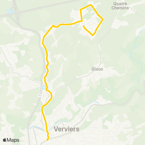 TEC Verviers Gare - Plenesses ZI map
