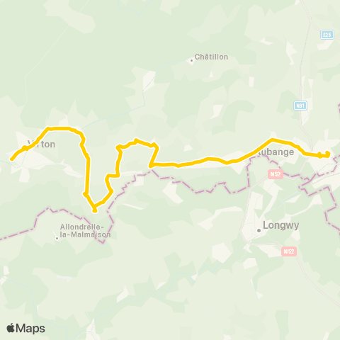 TEC Virton - Mussy-la-Ville - Athus map